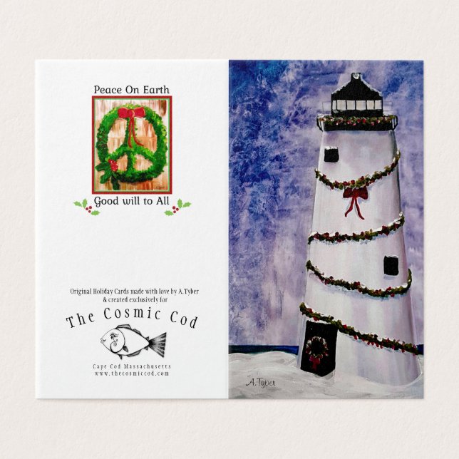 Carte de voeux Cape Cod Holiday Lighthouse (Outside Unfolded)
