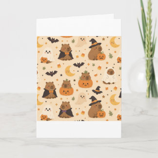 Carte de vœux Capybaras en costume Halloween migno