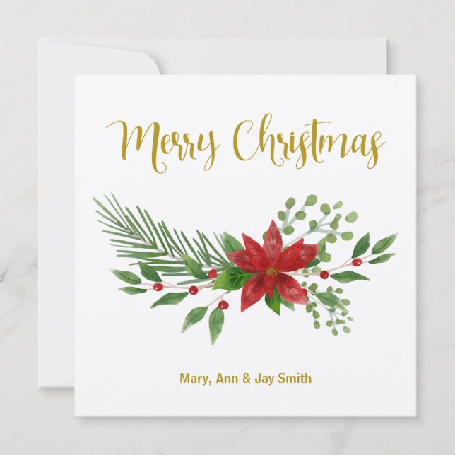 Carte de voeux card design with Poinsettia Design (Devant)