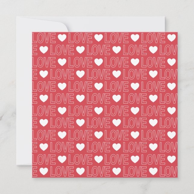 Carte de vœux carrée Love Pattern - Contour blanc (Devant)