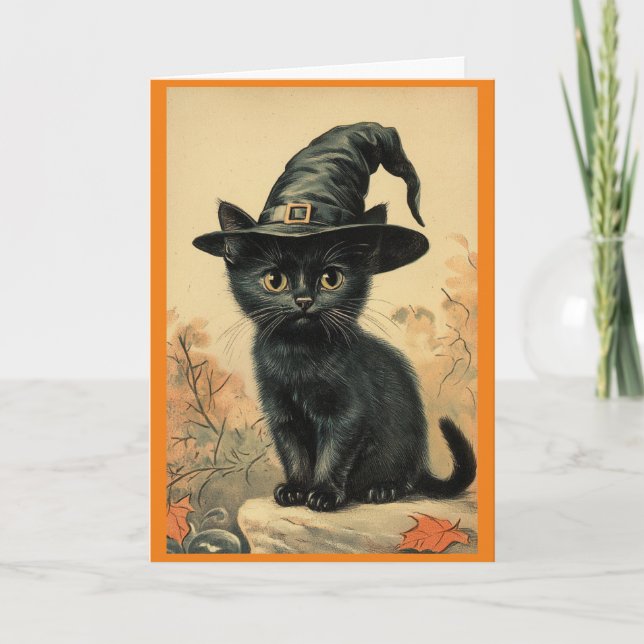 Carte de voeux Casquette Cat In Witch (Devant)