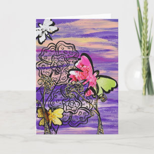 Carte de voeux Casquette papillon