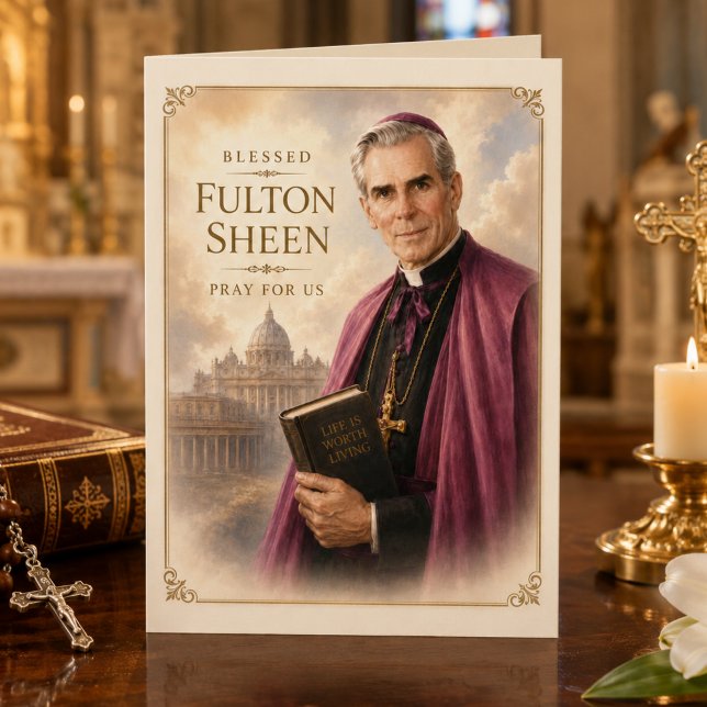 Carte de vœux catholique du Bienheureux Fulton She (Créateur téléchargé)
