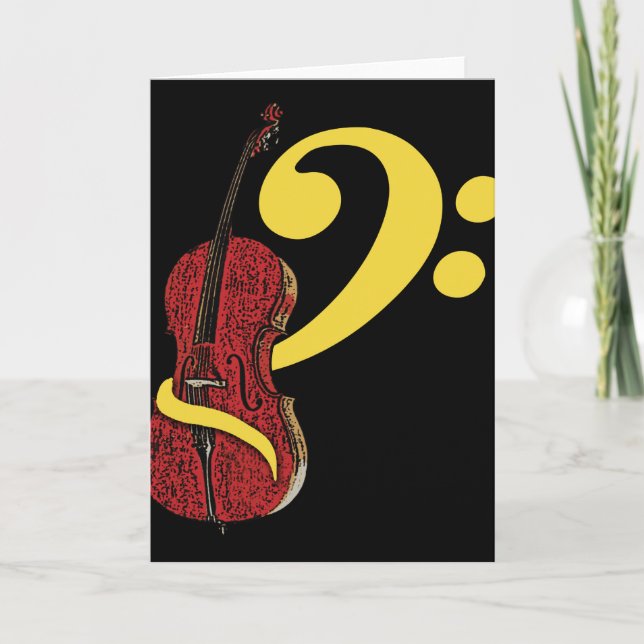 Carte de voeux Cello Clef (Devant)