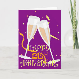 Carte de voeux champagne pour 21ème anniversaire d