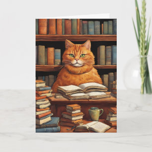 carte de vœux chat de bibliothèque #1