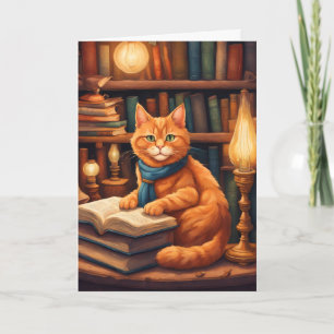 carte de vœux chat de bibliothèque #13