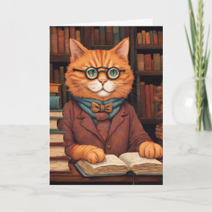 carte de vœux chat de bibliothèque #19