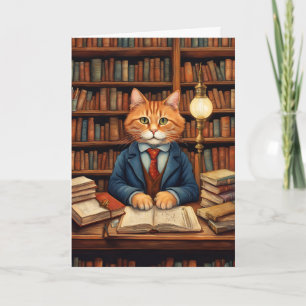 carte de vœux chat de bibliothèque #3 