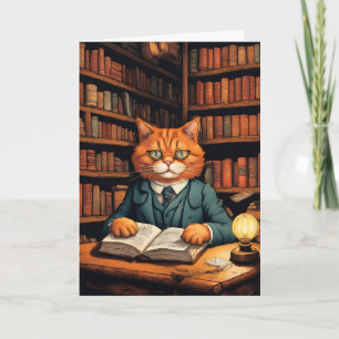 carte de vœux chat de bibliothèque #7