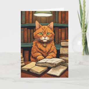 carte de vœux chat de bibliothèque #8