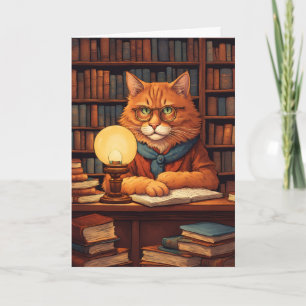 carte de vœux chat de bibliothèque #9