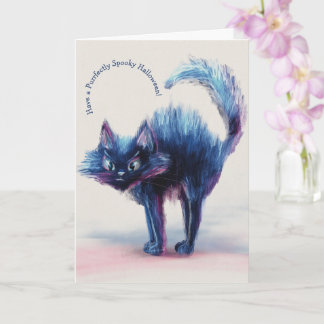 Carte de vœux chat de minuit / Carte pliée