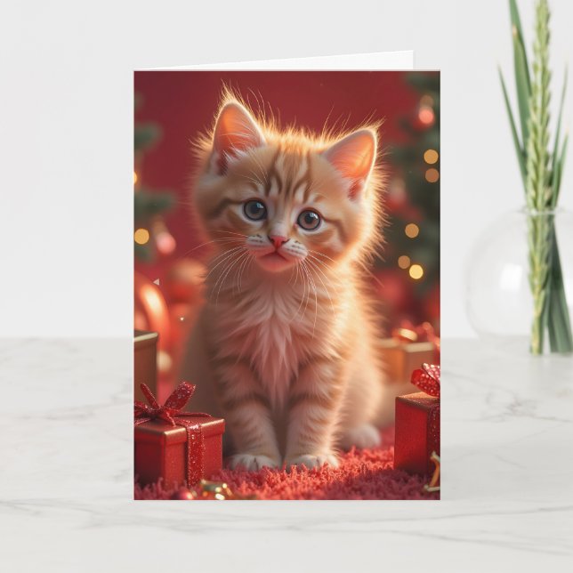 CARTE DE VOEUX CHAT DE NOËL GINGER (Devant)