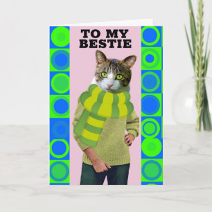 CARTE DE VOEUX CHAT DRÔLE BONJOUR MEILLEUR AMI