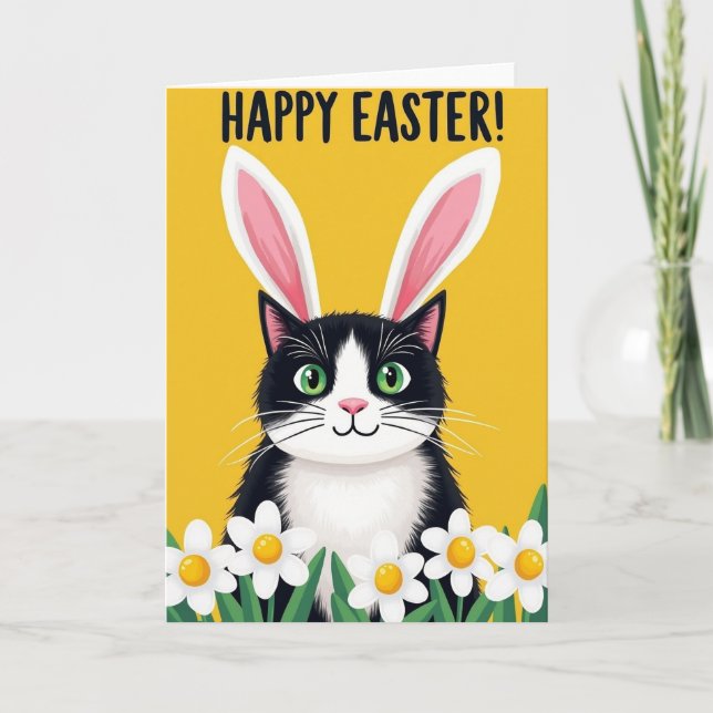 Carte de vœux chat Funny Bunny (Devant)