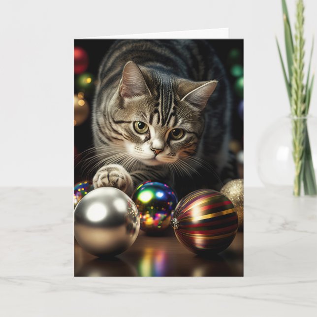 Carte de vœux CHAT MIGNON DE NOËL (Devant)