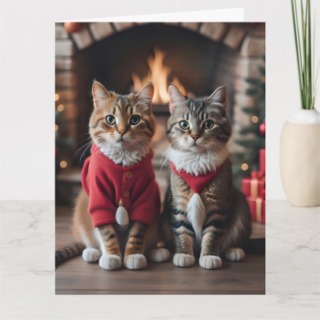 Carte de vœux CHAT MIGNON NOËL (Devant)