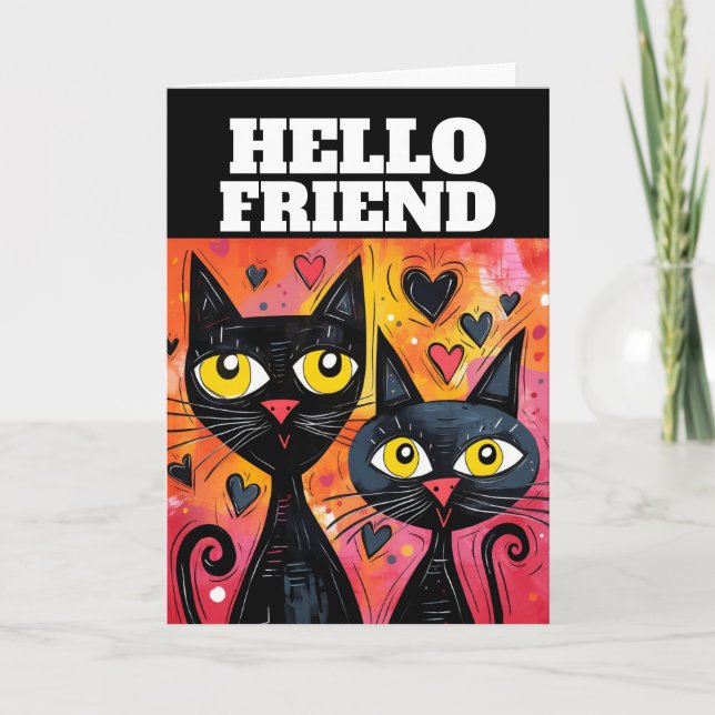 CARTE DE VOEUX CHAT MIGNON NOUVELLE ANNÉE (Devant)