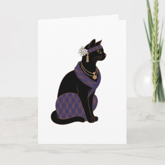 Carte de vœux chat noir Oracle Violet