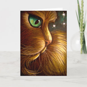 CARTE DE VOEUX CHAT PERSAN ROUX DORÉ