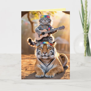 Carte de vœux chaton et tigre mignons