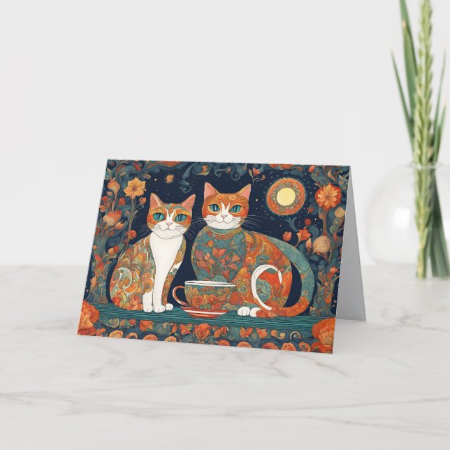 carte de vœux chats café (Devant)
