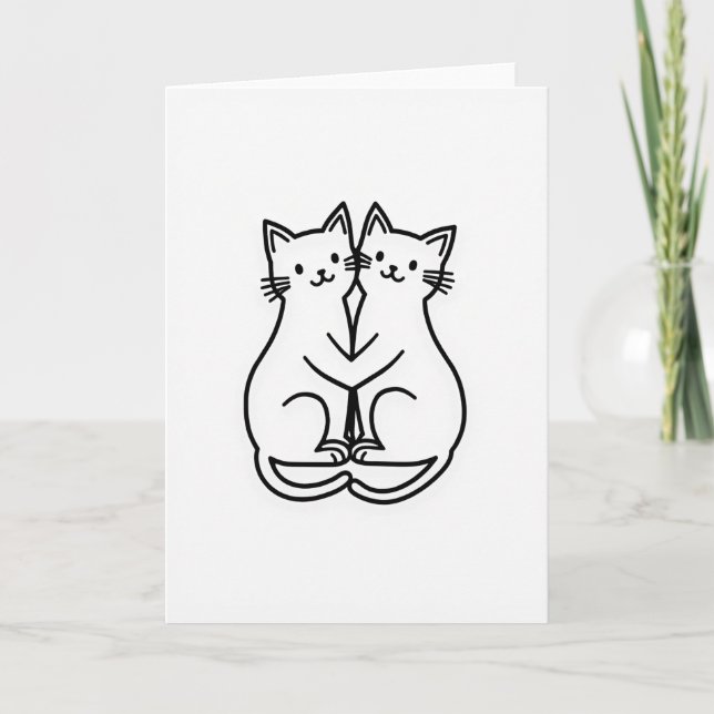 Carte de vœux Chats s'enlacent d'amour (Devant)