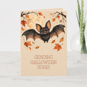 Carte de vœux Chauve-souris mignonne Halloween Câl