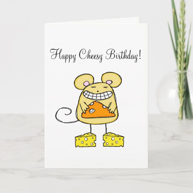 Carte de voeux Cheesy Bonne Souris d'anniversaire (Devant)