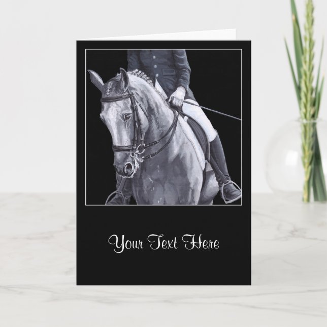 Carte de voeux Cheval Dressage Black & White (Devant)