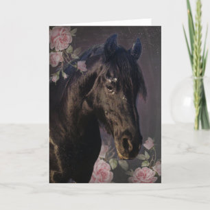 Carte de vœux - Cheval Frison Black Beauty