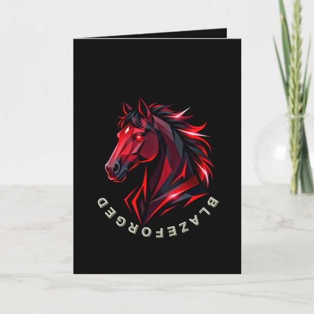 Carte de vœux Cheval Rouge BlazeForge (Devant)