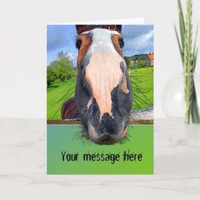 Carte de voeux chevaline personnalisable (Devant)