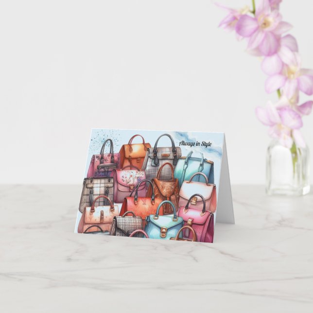 Carte de vœux chic pour sac à main élégant (Orchidée)