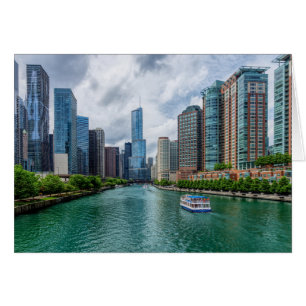 Carte de voeux Chicago River et Trump Tower