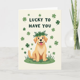 Carte de vœux Chien doré chanceux Sourire