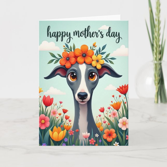 Carte de vœux chien floral (Devant)