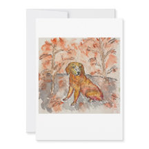Carte de vœux Chien parmi les feuilles d'automne