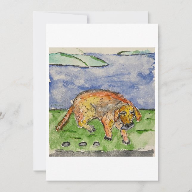 Carte de vœux Chien portant une pierre (Devant)
