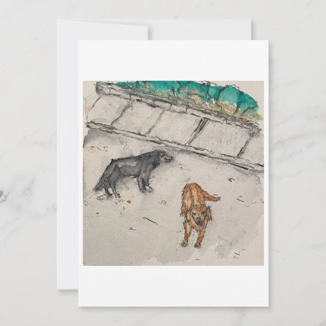 Carte de vœux Chiens dans la rue (Devant)