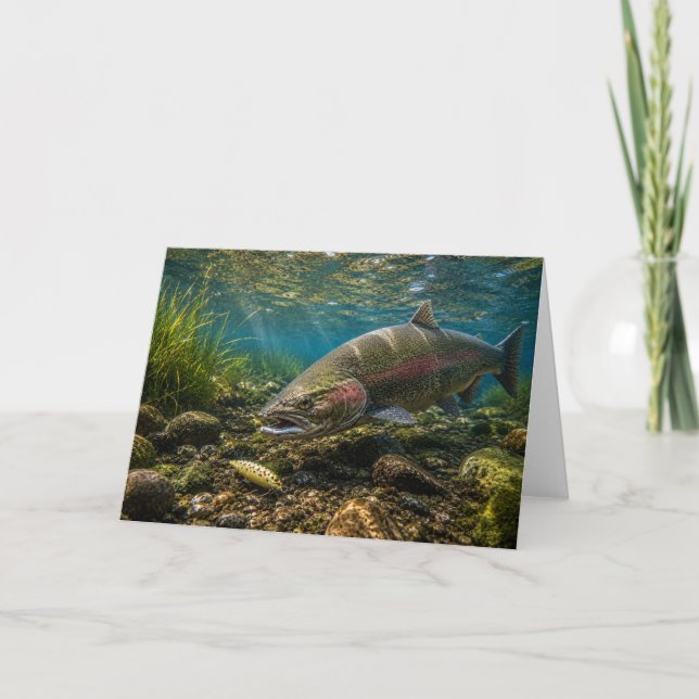 Carte de vœux Chinook Salmon & Lure (Devant)