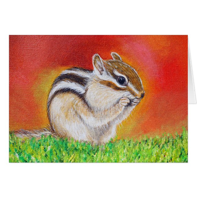 Carte de voeux Chipmunk Painting (Devant horizontal)
