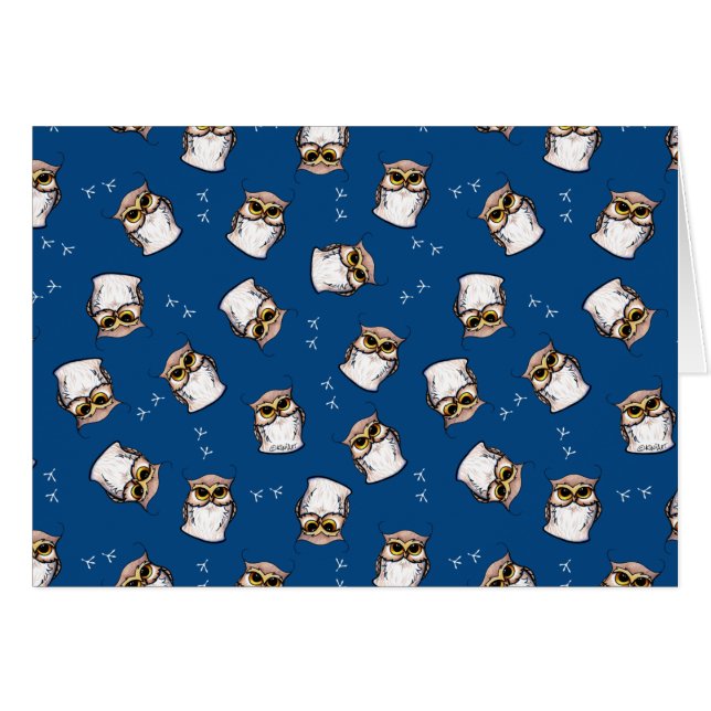 Carte de vœux chouette KiniArt (Devant Horizontal)