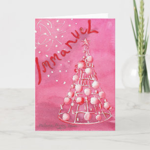 Carte de voeux Christian Pink Christmas Tree