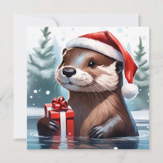 Carte de voeux Christmas Otter (Devant)