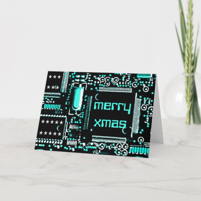 Carte de voeux Circuit Light Blue 2 'Merry Xmas' (Devant)