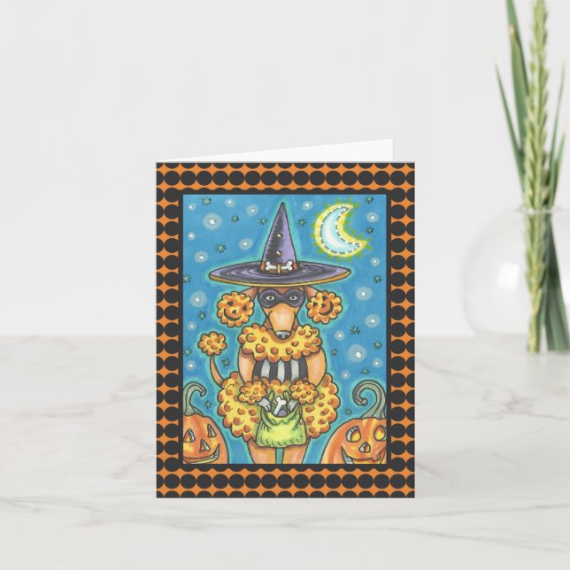 CARTE DE VOEUX CITROUILLE CANICHE HALLOWEEN Vierge (Devant)