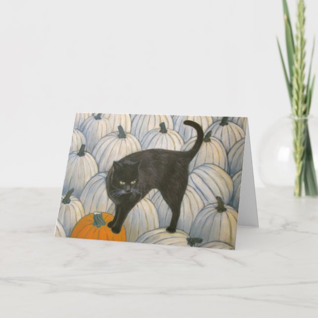 Carte de vœux citrouille chat noir (Devant)