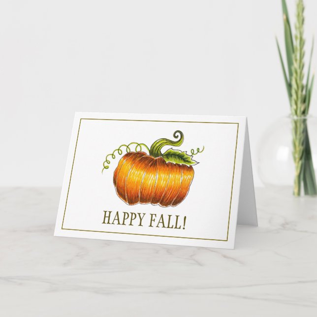 Carte de voeux Citrouille "Happy Fall" (Devant)